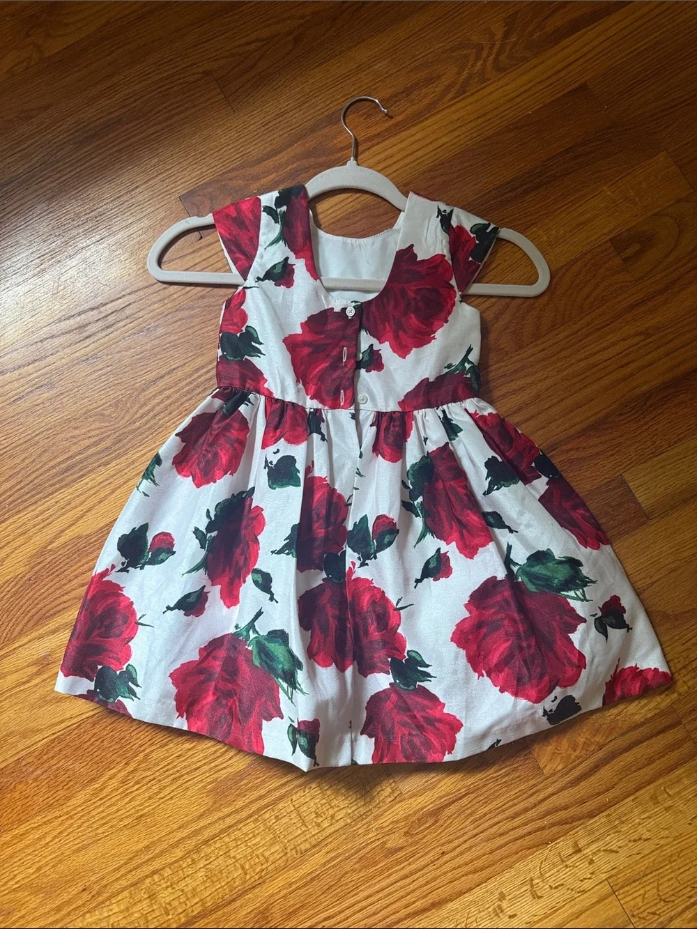 Gymboree White Dress with Red Rose Print